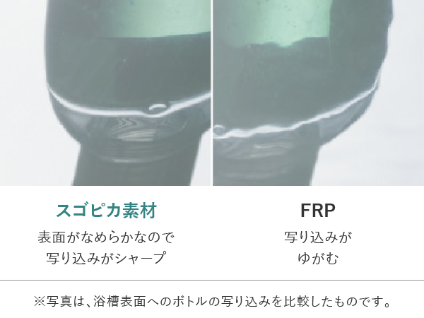 浴槽表面への映り込みの比較